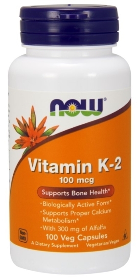 NOW FOODS Witamina K-2 100 mcg + Lucerna 300 mg 100 kapsułek