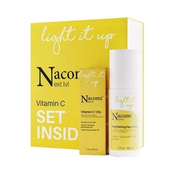 Nacomi Next LVL Zestaw Vitamin C Serum z witaminą C 15 % 30 ml + Tonik rozświetlający 100 ml