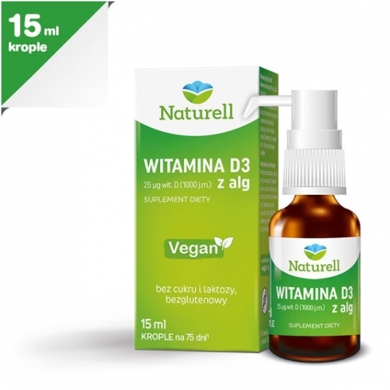 Naturell Witamina D3 z alg krople dla dzieci 15 ml