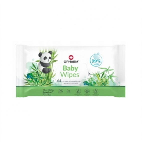 OPHARM BABY WIPES Chusteczki nawilżane 64 sztuki