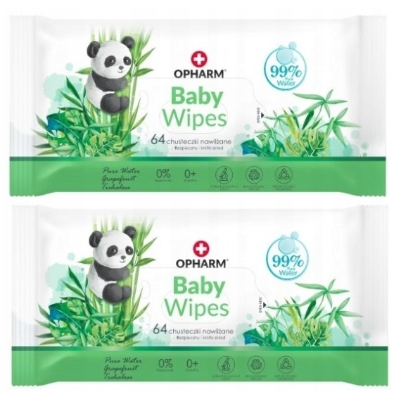 OPHARM BABY WIPES Chusteczki nawilżane 64 sztuki Wielopak x4