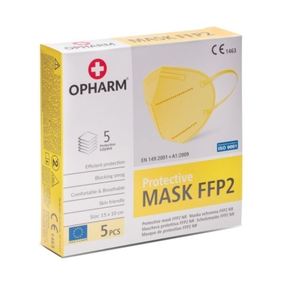 OPHARM Maska ochronna FFP2 A5 Pastel Yellow 5 sztuk