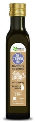 Olej lniany tłoczony na zimno z dodatkiem wit. E 250 ml
