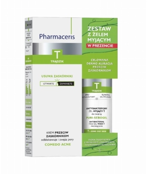 PHARMACERIS T Zestaw COMEDO ACNE Krem 40 ml+ PURI SEBOGEL Żel myjący 80 ml