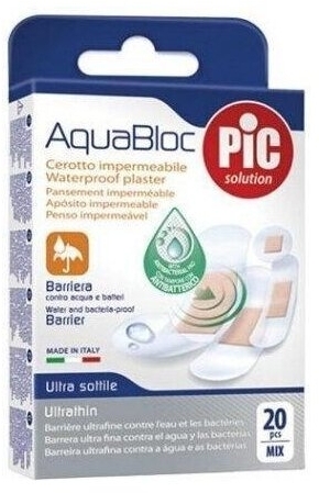 PIC AquaBloc plaster antybakteryjny wodoodporny mix 20 szt