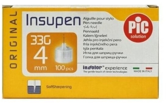 PIC Insupen Igły Do penów 33G 4 mm 100 sztuk