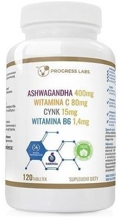 PROGRESS LABS Ashwaganda + Cynk + B6 + Witamina C 120 kapsułek