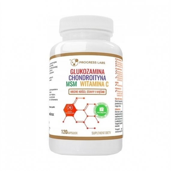 PROGRESS LABS Glukozamina, Chondroityna, MSM, Witamina C 120 kapsułek