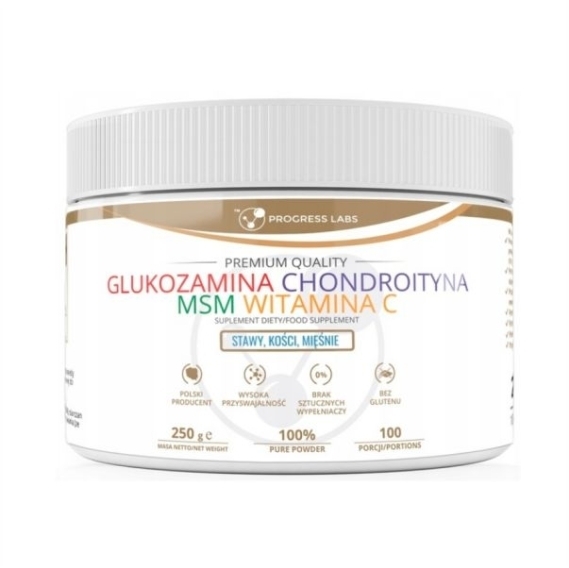 PROGRESS LABS Glukozamina, Chondroityna, MSM, Witamina C 250 g