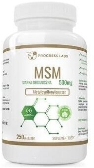PROGRESS LABS MSM Siarka Organiczna 500 mg 250 tabletek