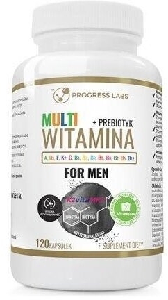 PROGRESS LABS Multiwitamina dla MĘŻCZYZN + Prebiotyk 120 kapsułek