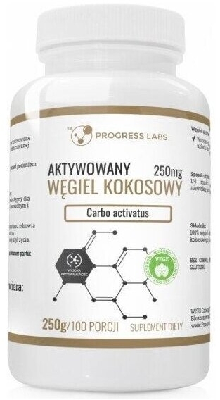 PROGRESS LABS Węgiel kokosowy aktywowany 250 g