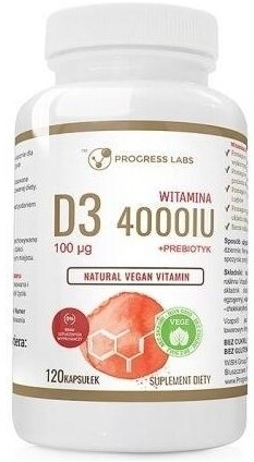 PROGRESS LABS Witamina D3 100 uq 4000 IU 120 kapsułek