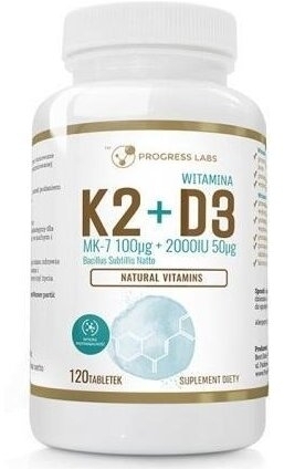 PROGRESS LABS Witamina K2 100 uq + D3 2000IU 120 tabletek