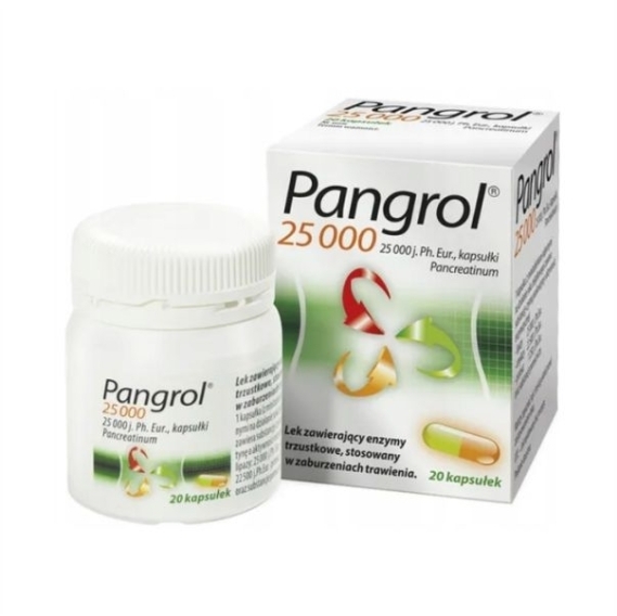 Pangrol 25000j.Ph.Eur.Lip 20 kapsułek
