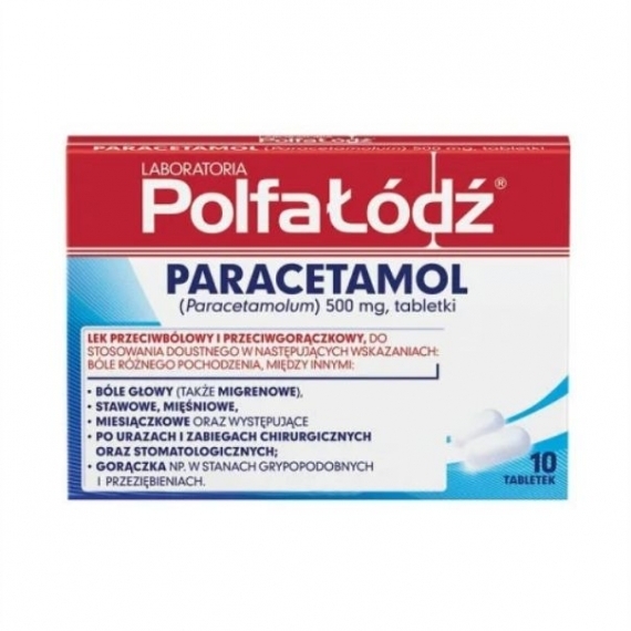 Paracetamol Polfa-Łódź tabl. 0,5g 10tabl.