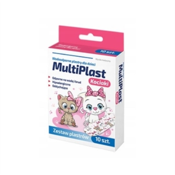 Plastry wodoodporne dla dzieci MultiPlast Kociaki zestaw 10 sztuk