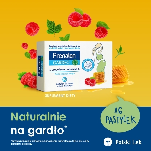 Prenalen Gardło Malina Propolis Dla Kobiet w Ciąży 16 pastylek do ssania