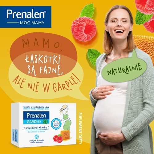 Prenalen Gardło Malina Propolis Dla Kobiet w Ciąży 16 pastylek do ssania