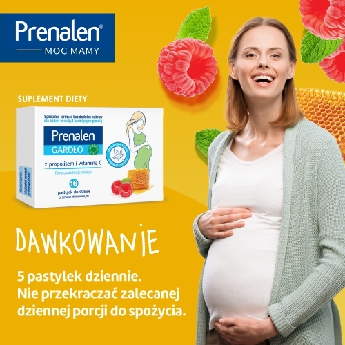 Prenalen Gardło Malina Propolis Dla Kobiet w Ciąży 16 pastylek do ssania