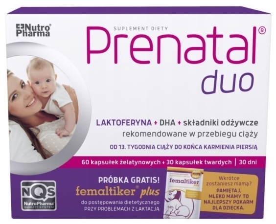 Prenatal Duo 30 kapsułek+ 60 kapsułek + femaltiker plus 1 saszetka
