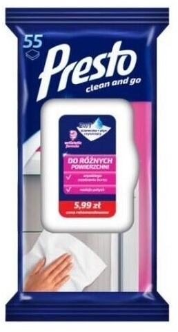 Presto chusteczki do różnych powierzchni 55 sztuk