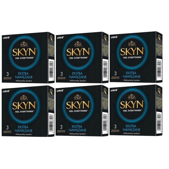 Prezerwatywy UNIMIL SKYN Extra Nawilżane 3 sztuki Wielopak x6