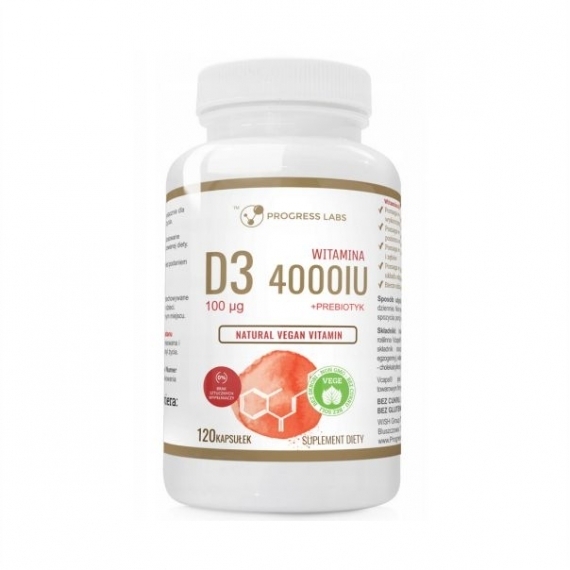 Progress Labs Witamina D3 4000IU + prebiotyk 120 kapsułek