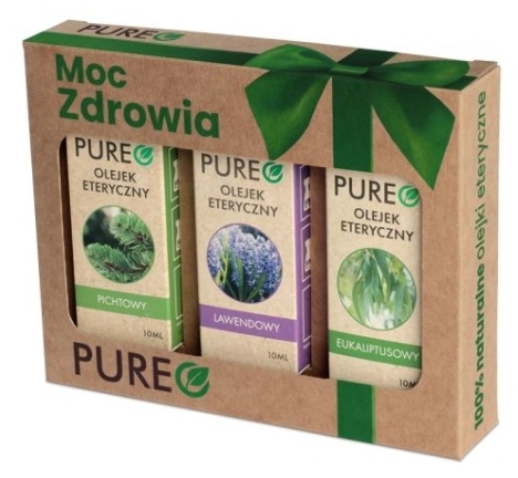 Pureo naturalne olejki eteryczne zestaw MOC ZDROWIA Pichtowy + Lawendowy + Eukaliptusowy