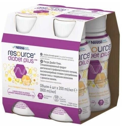 RESOURCE Diabet Plus płyn o smaku waniliowym 4 x 200 ml