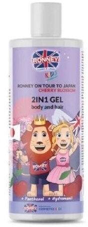 RONNEY KIDS delikatny żel do mycia włosów i ciała 2w1 o zapachu wiśniowym 300 ml