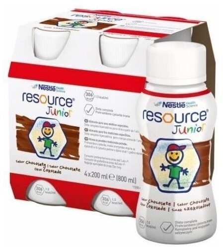 Resource Junior Płyn o smaku czekoladowym 4 x 200 ml