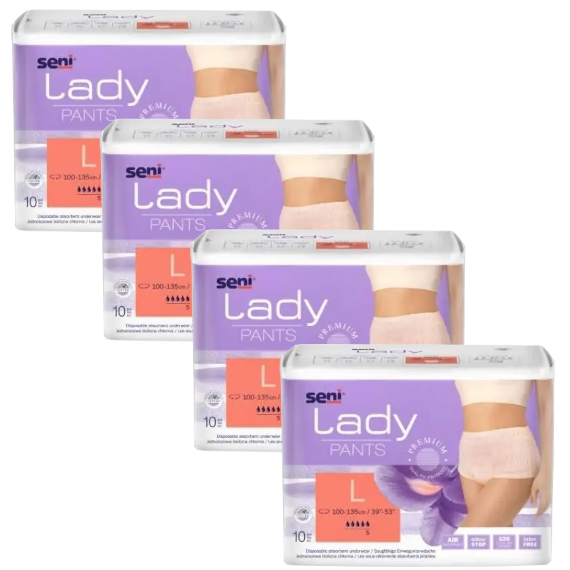 SENI LADY Pants Majtki chłonne L 10 szt Wielopak x4