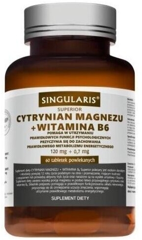 SINGULARIS cytrynian magnezu + witamina B6 60 tabletek