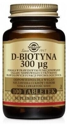 SOLGAR D-Biotyna 300 ug 100 tabl.