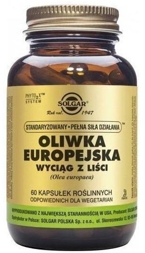 SOLGAR Oliwka Europejska wyciąg z liści 60 kapsułek
