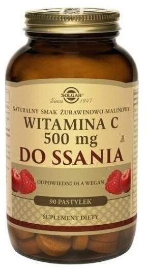 SOLGAR Witamina C smak żurawinowo-malinowy 90 pastylek