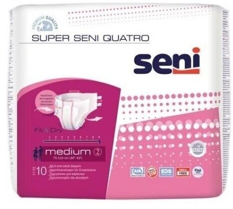 SUPER SENI Quatro Pieluchomajtki M 10 sztuk