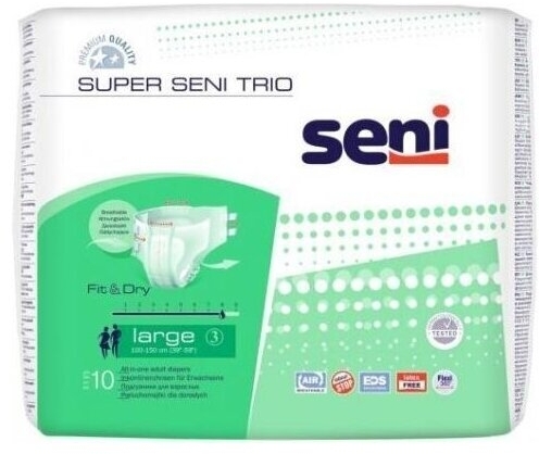 SUPER SENI TRIO Pieluchomajtki dla dorosłych L 10 sztuk