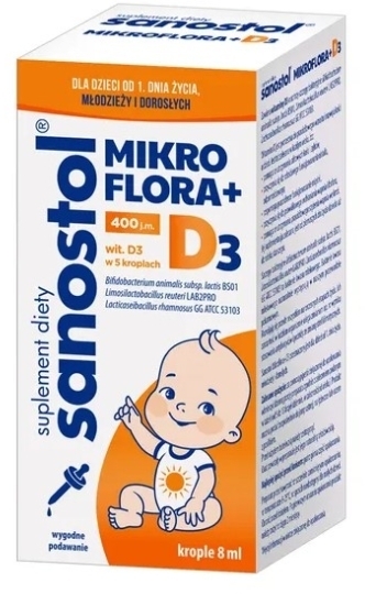Sanostol Mikroflora + D3 krop. 8 ml