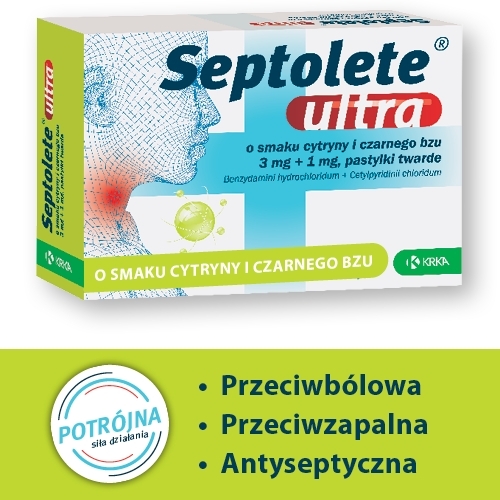 Septolete Ultra cytryna i czarny bez 16 pastylek