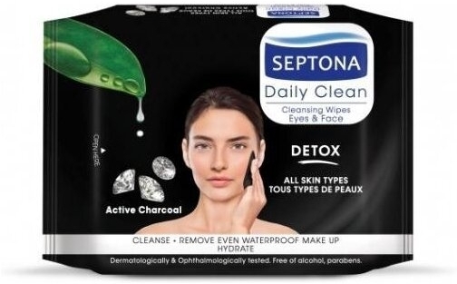 Septona Daily Clean Detox chusteczki do demakijażu z aktywnym węglem 20 sztuk