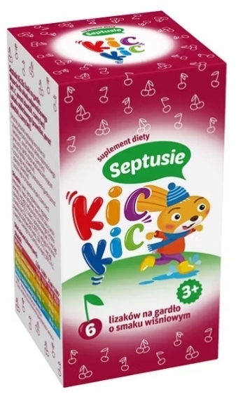 Septusie Kic Kic lizaki na gardło o smaku wiśniowym 6 sztuk