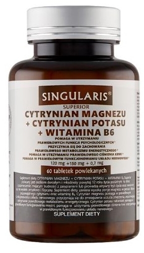 Singularis Cytrynian magnezu+ Cytrynian potasu+ witamina B6 60 tabletek