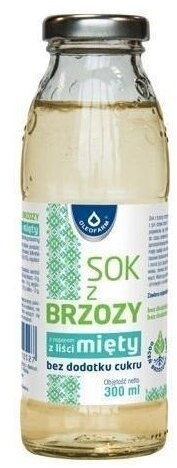 Sok z brzozy z naparem z liści mięty bez cukru Oleofarm 300 ml