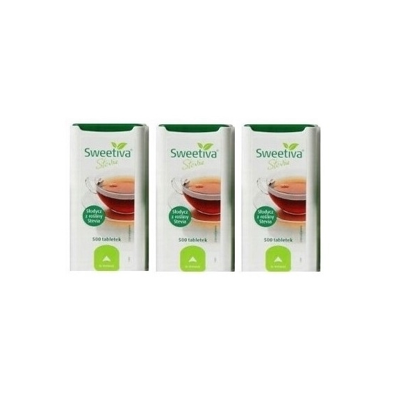 Stevia Sweetiva słodzik 500 tabletek Wielopak x3