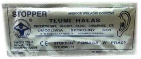 Stopper Zatyczki Miękkie Wkładki Do Uszu Przeciw Hałasowe TYP MWD-11 1szt
