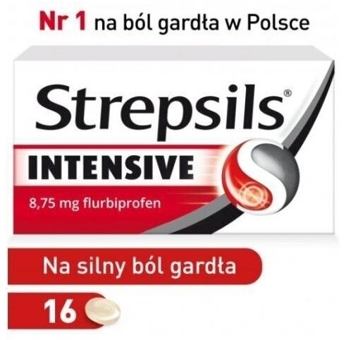 Strepsils Intensive na ostry ból gardła do ssania pastylki 16 szt.