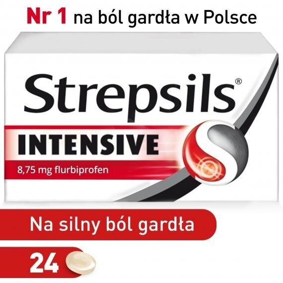 Strepsils Intensive na ostry ból gardła do ssania pastylki 24 szt.