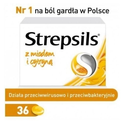 Strepsils z miodem i cytryną na ból gardła do ssania pastylki 36 szt.